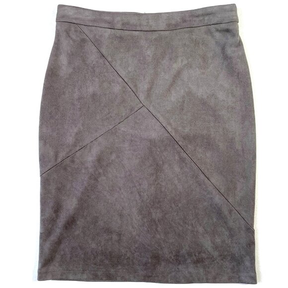41 Hawthorn Marquetta Faux Suede Pencil Skirt Gray Lined Stretch Size M - Picture 1 of 11